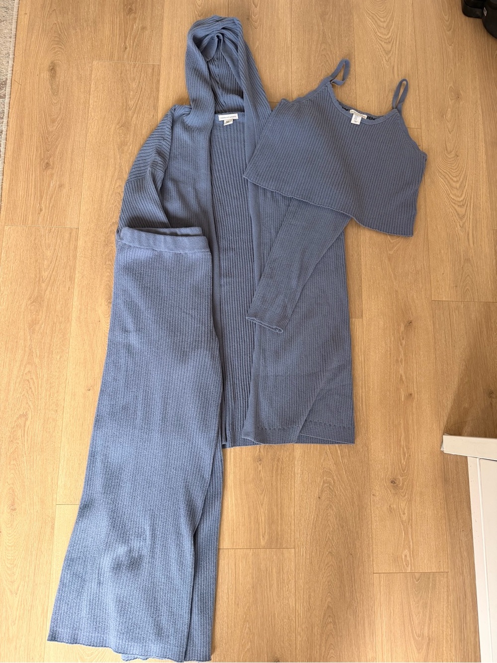 cupcakes & cashmere Blue Waffle-Knit Wide Leg Pants & Top Set